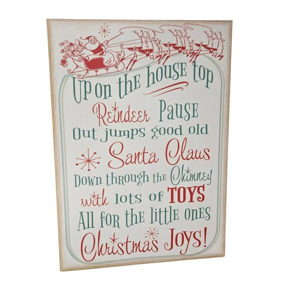 Ashland Christmas Up On The House Top Wood Wall Decor Sign Vintage Retro Style